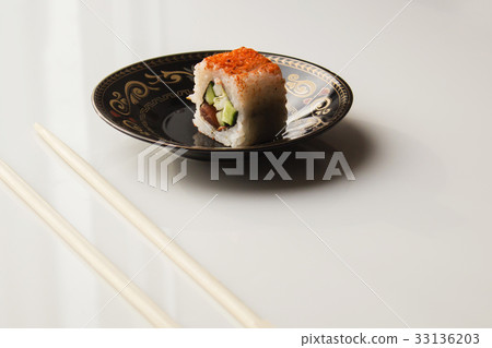Sushi plate against a white background 33136203