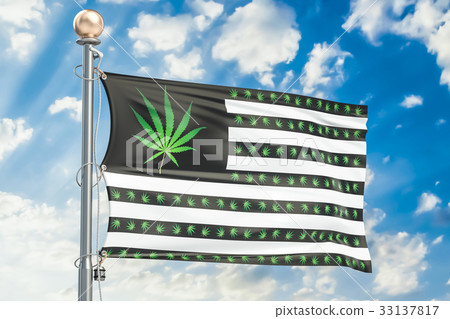 Legalization of cannabis in US concept. USA flag Legalization of cannabis in US concept. USA flag 33137817