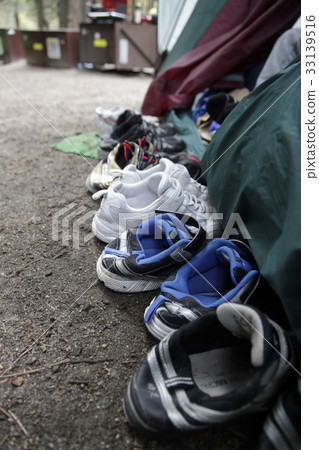 Children's shoes taken out of the tent 33139516