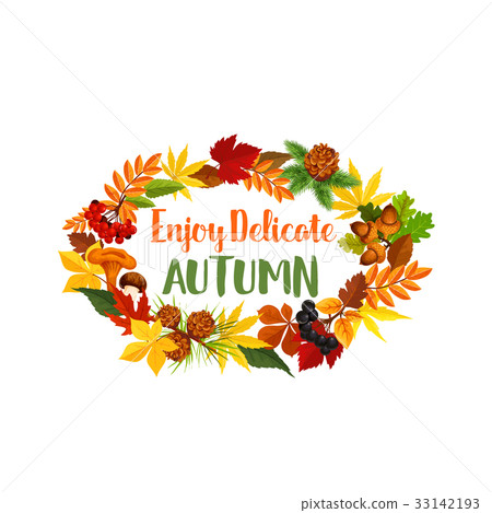Autumn seasonal harvest vector greeting poster Autumn seasonal harvest vector greeting poster 33142193