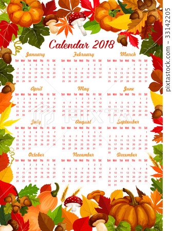 Autumn harvest fall vector 2018 calendar Autumn harvest fall vector 2018 calendar 33142205