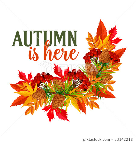 Autumn time leaf wreath vector greeting poster Autumn time leaf wreath vector greeting poster 33142218