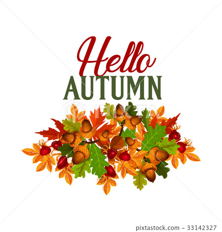 Autumn seasonal maple leaf foilage vector poster 33142327