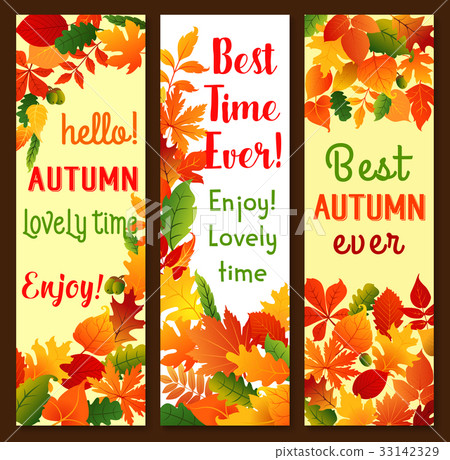 Autumn fall leaves vector banners set 33142329