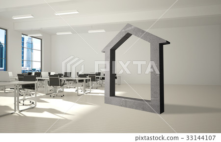 Conceptual background image of concrete home sign in modern office interior Conceptual background image of concrete home sign in modern office interior 33144107