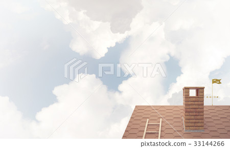House roof as concept of suburbian real estate and construction. 33144266