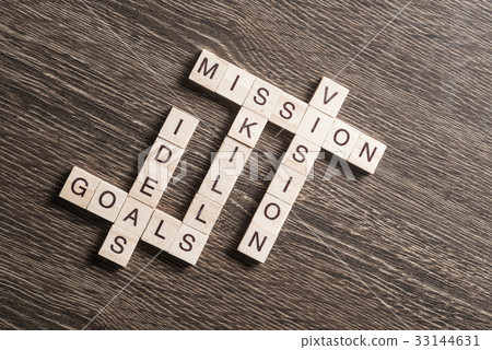 Conceptual business keywords on table with elements of game making crossword Conceptual business keywords on table with elements of game making crossword 33144631