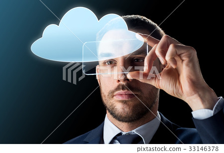 businessman with transparent smartphone businessman with transparent smartphone 33146378