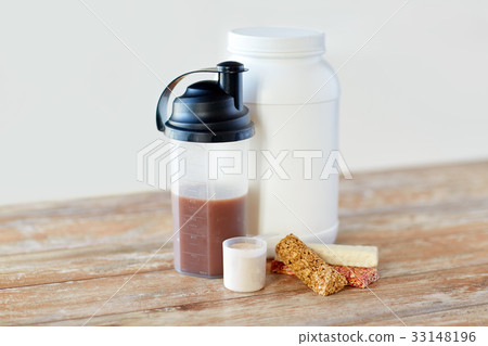 food and sports nutritional additives on table 33148196