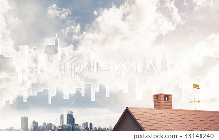 Concept of real estate and construction with drawn silhouette on 33148240