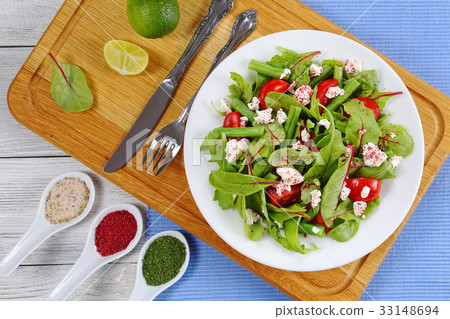 vegetarian salad of greens and cottage cheese vegetarian salad of greens and cottage cheese 33148694