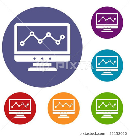 Graph in computer screen icons set Graph in computer screen icons set 33152030