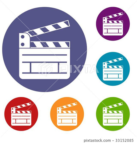 Clapperboard icons set 33152085