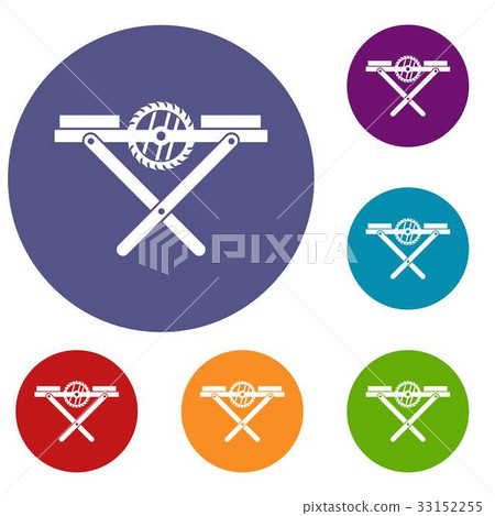 Power saw bench icons set 33152255