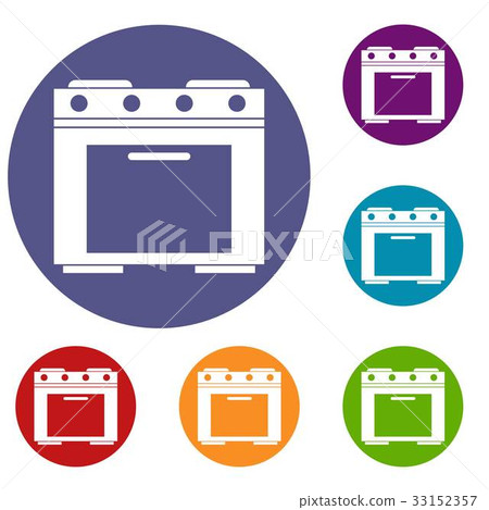 Gas stove icons set 33152357