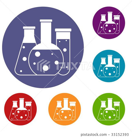 Laboratory flasks icons set 33152393