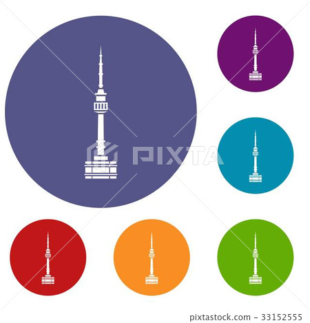 Namsan tower in Seoul icons set Namsan tower in Seoul icons set 33152555