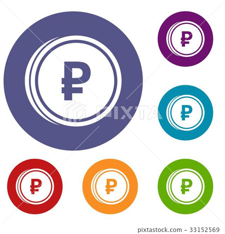 Coin ruble icons set 33152569