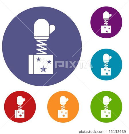 Hand on spring in box icons set Hand on spring in box icons set 33152689