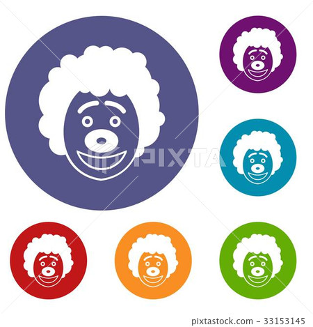Clown head icons set 33153145