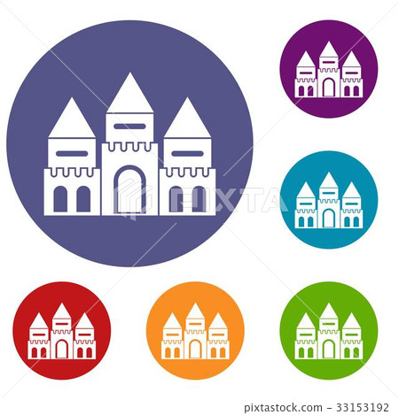 Children house castle icons set Children house castle icons set 33153192
