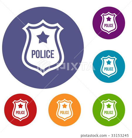 Police badge icons set 33153245