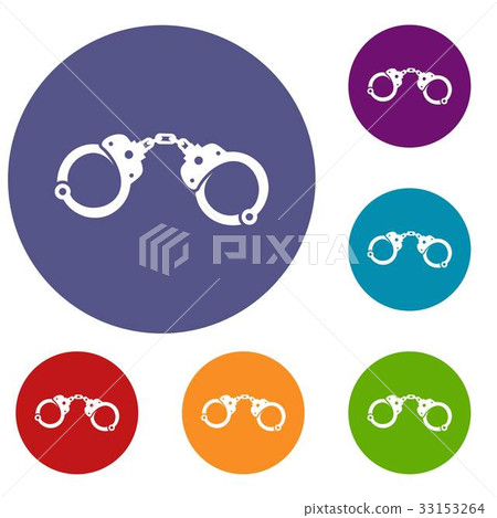 Handcuffs icons set Handcuffs icons set 33153264