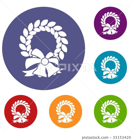 Merry Christmas wreath icons set Merry Christmas wreath icons set 33153420