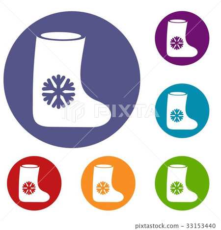 Felt boots icons set 33153440