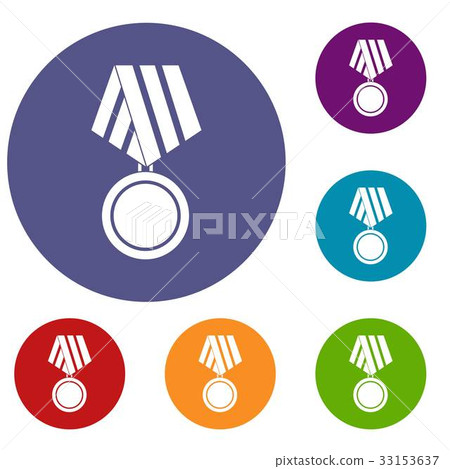 Military medal icons set Military medal icons set 33153637