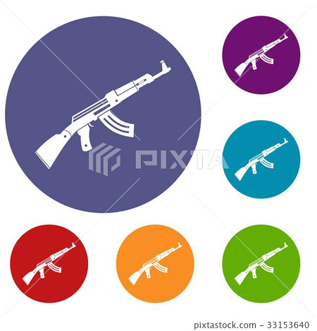 Submachine gun icons set Submachine gun icons set 33153640