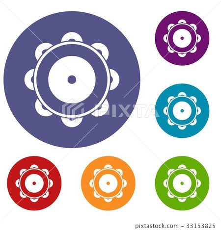 Tambourine icons set 33153825