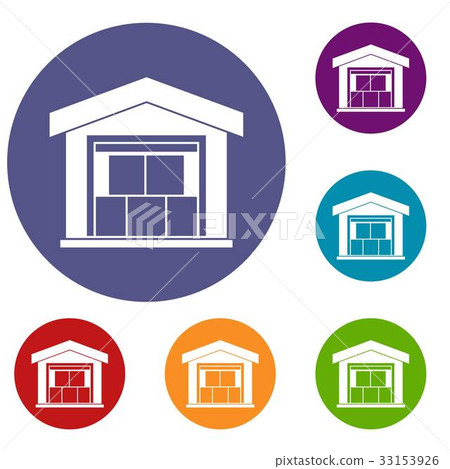 Warehouse building icons set Warehouse building icons set 33153926