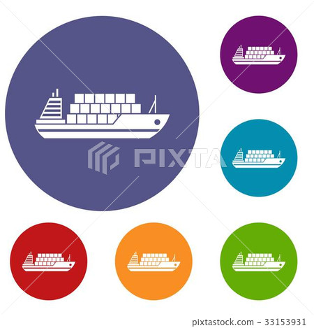 Cargo ship icons set Cargo ship icons set 33153931