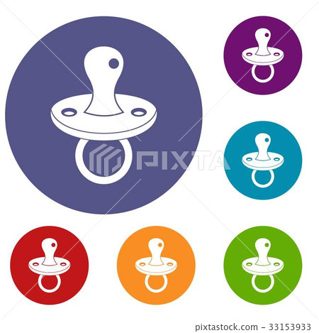 Baby pacifier icons set 33153933