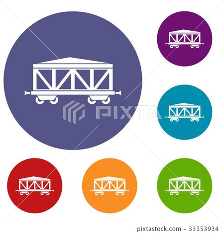 Train cargo wagon icons set Train cargo wagon icons set 33153934