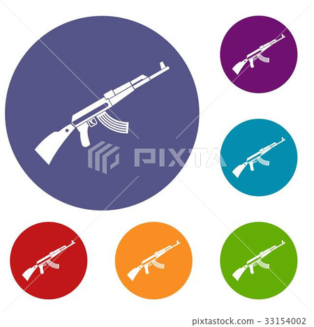 Kalashnikov machine icons set 33154002