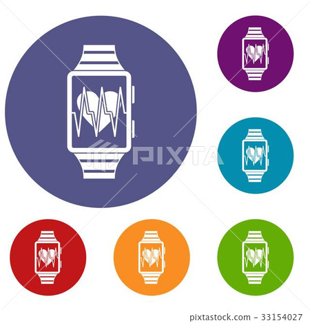 Smartwatch with sport app icons set 33154027