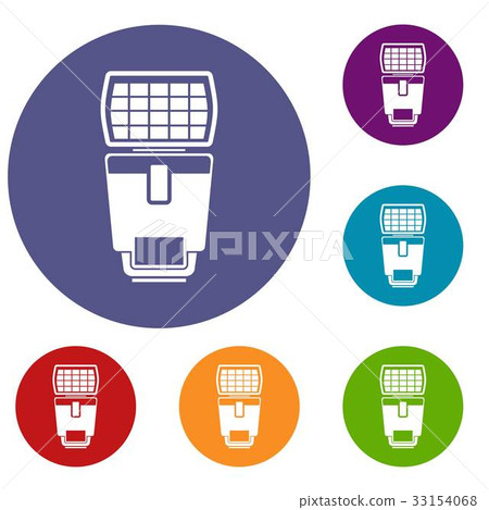 Lighting flash for camera icons set 33154068