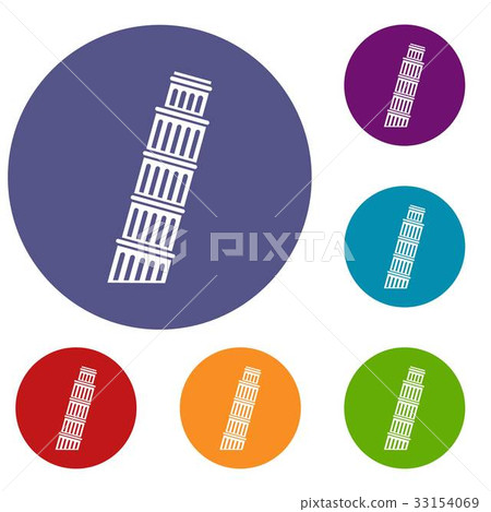 Tower of pisa icons set 33154069