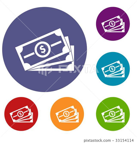 Stack of dollar bills icons set Stack of dollar bills icons set 33154114