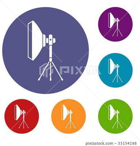 Studio lighting equipment icons set Studio lighting equipment icons set 33154198