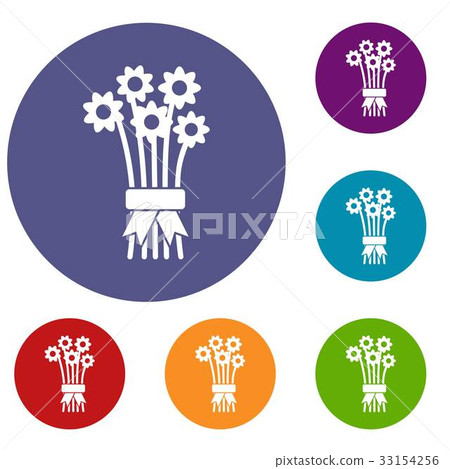Bouquet of flowers icons set Bouquet of flowers icons set 33154256