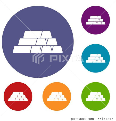Gold bars icons set 33154257