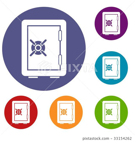 Safety deposit box icons set Safety deposit box icons set 33154262