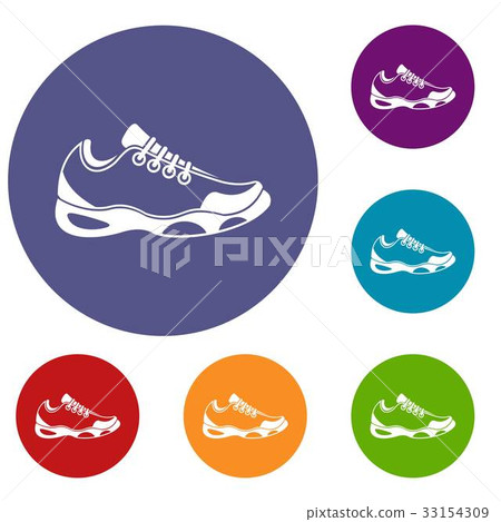 Sneakers for tennis icons set Sneakers for tennis icons set 33154309