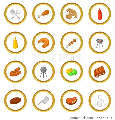 BBQ icons circle 33154323