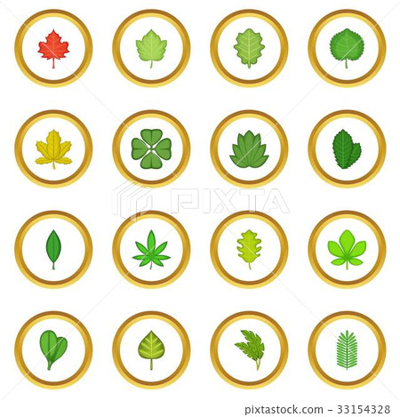 Different leafs icons circle 33154328