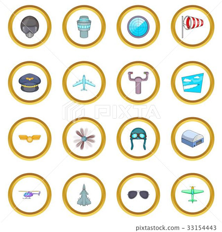 Aviation icons circle 33154443