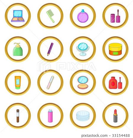 Cosmetics items icons circle 33154488